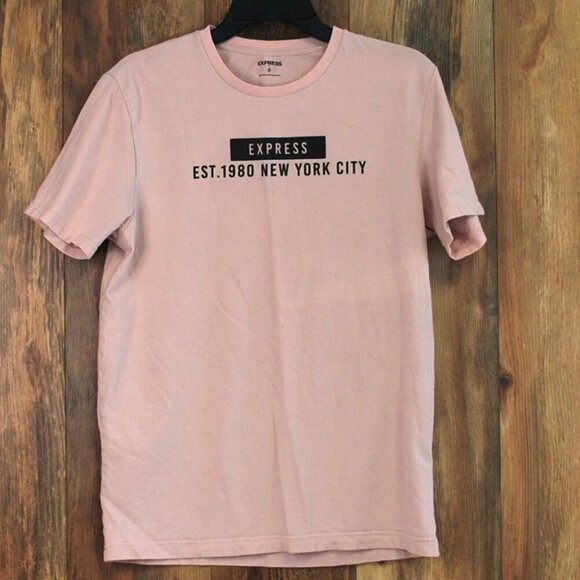 Express Men's Graphic Short Sleeve Pink Tee M - Picture 2 of 3